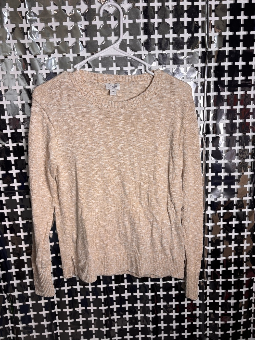 J. Crew Tan & Cream Marled Crewneck Sweater